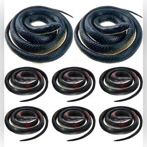 Large Realistic Rubber Halloween Snakes 52” & 31” Black Mamba